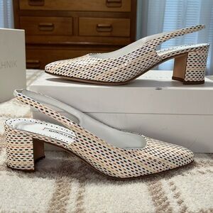 Manolo Blahnik Colorful Patterned snakeskin Slingback Heels